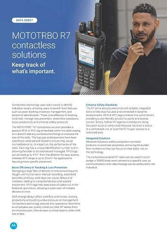 MOTOTRBO R7 contactless solutions data sheet 